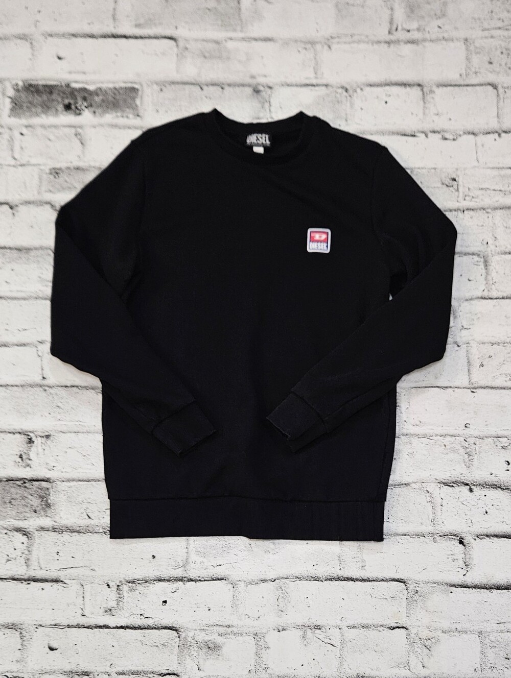 Diesel Mens S Girk K12 Logo Patch Crewneck Sweatshirt Black Size M